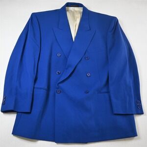 Vtg Mens Double Breasted‎ 48R Royal Blue Diffusion Mens Blazer Jacket Sport Coat